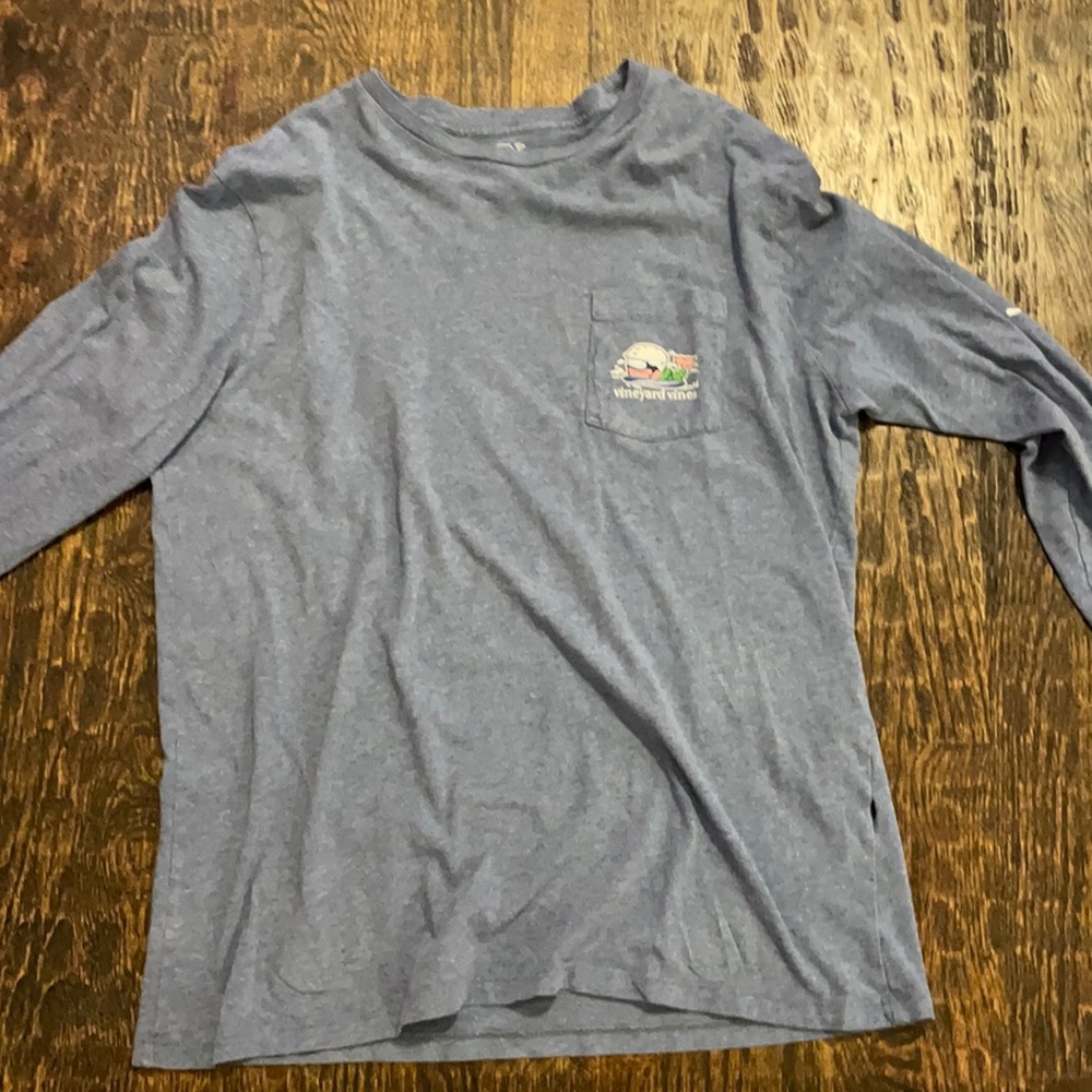 Vineyard vines shirt, blue, medium, and long sleeve